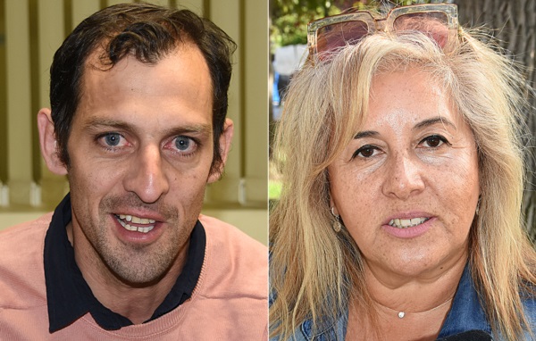 Electos. Ferrelli (izquierda) y Solís, dos que asumirán como concejales de JxC en Trelew en diciembre. 
