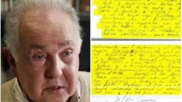 El policía Bacigalupo y dos páginas del celebérrimo cuaderno del chofer Centeno.