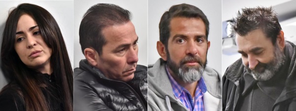 Trama. Desde la izquierda, Souza, Correa, Lüters y Ramón, protagonistas de un caso de corrupción simbólico e histórico en Chubut.